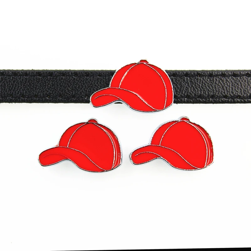 Фото Красная бейсбольная кепка 8 мм шармы-слайды плоские отверстия эмалированные