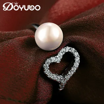 DOYUBO Women's 6MM Simulated Pearl Silver Rings Lovely Heart Sterling Silver Wedding Rings For Lady Fine White Pearl Ring VB059
DOYUBO Women's 6MM Simulated Pearl Silver Rings Lovely Heart Sterling Silver Wedding Rings For Lady Fine White Pearl Ring VB059