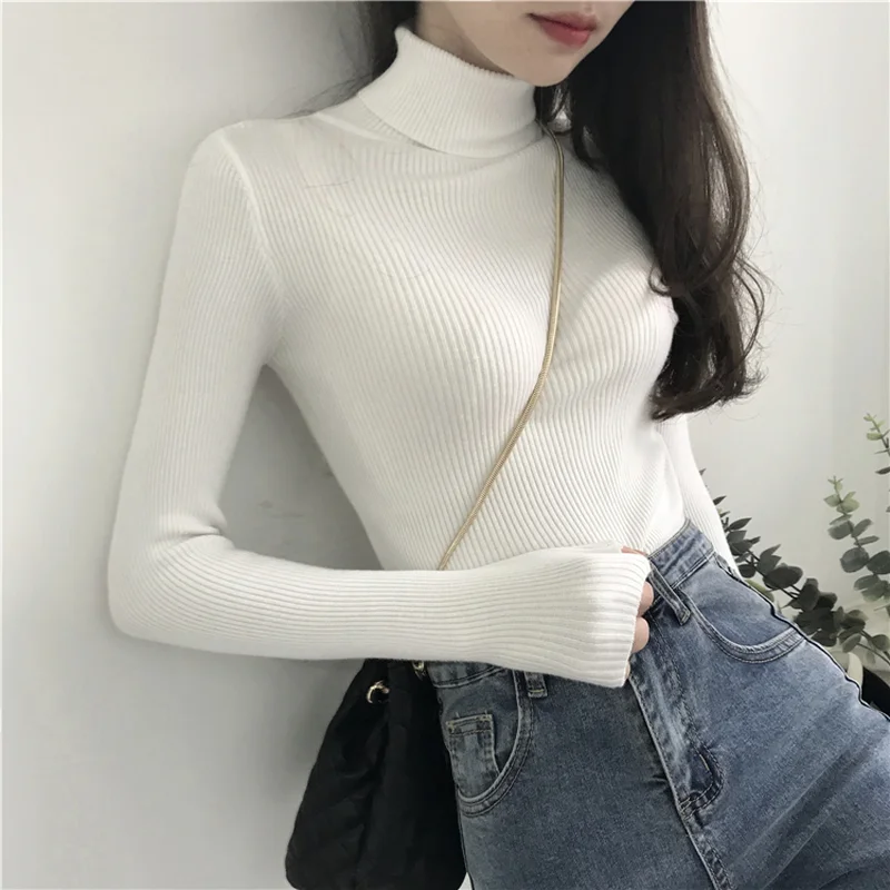 White Turtleneck Sweater Autumn Winter Femme Pull Slim High Elasticity Soft Women Pullovers Knitted Ribbed Sweater Colorful
White Turtleneck Sweater Autumn Winter Femme Pull Slim High Elasticity Soft Women Pullovers Knitted Ribbed Sweater Colorful