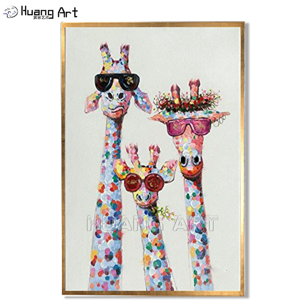 Cute Giraffe Family Painting 100% Hand-painted High Quality Modern Giraffe Thickness Oil Painting for Decor Animal Wall Painting
Cute Giraffe Family Painting 100% Hand-painted High Quality Modern Giraffe Thickness Oil Painting for Decor Animal Wall Painting