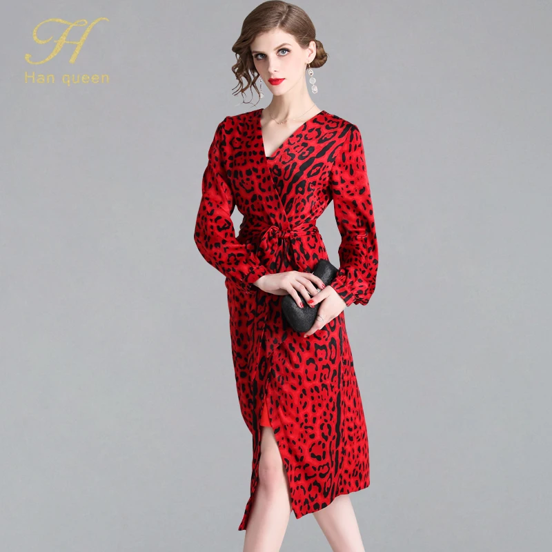 H Han Queen New Arrival 2019 Spring Vintage Lantern Sleeve V-neck Leopard Print Slim Dress Party O-neck Knee-length Vestidos
H Han Queen New Arrival 2019 Spring Vintage Lantern Sleeve V-neck Leopard Print Slim Dress Party O-neck Knee-length Vestidos