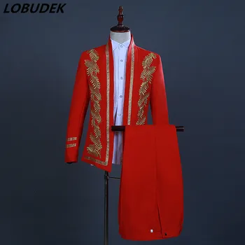 Embroidery Red Blue Slim Men's Suits Court Show Costume Singer Host Stage Clothing Chorus Performance Outfit Photo Studio Suit
Embroidery Red Blue Slim Men's Suits Court Show Costume Singer Host Stage Clothing Chorus Performance Outfit Photo Studio Suit