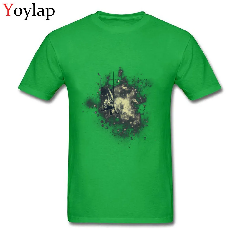 100% Cotton T Shirts for Men Short Sleeve Printed On Tops Shirts Retro Summer Autumn Summer Space Painters Round Collar Tee Shirt green