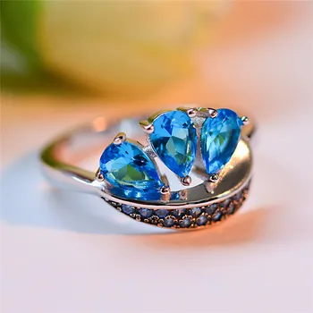 Luxury Female Crystal Blue Sapphire Ring 100% Real 925 Sterling Silver Water Drop Ring Boho Promise Engagement Rings For Women
Luxury Female Crystal Blue Sapphire Ring 100% Real 925 Sterling Silver Water Drop Ring Boho Promise Engagement Rings For Women