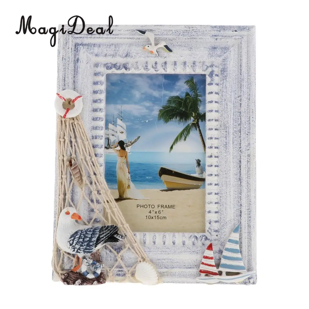 Chic Wooden Photo Picture Frame Family Wedding Photo Holder for Home Wedding Beach Hut Cottage Decoration