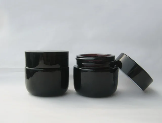 Free Shipping Promotion 1 pcs 15G Black Glass Cream Jars 15g cream jars 15ml sample cosmetic bottles container | Красота и здоровье