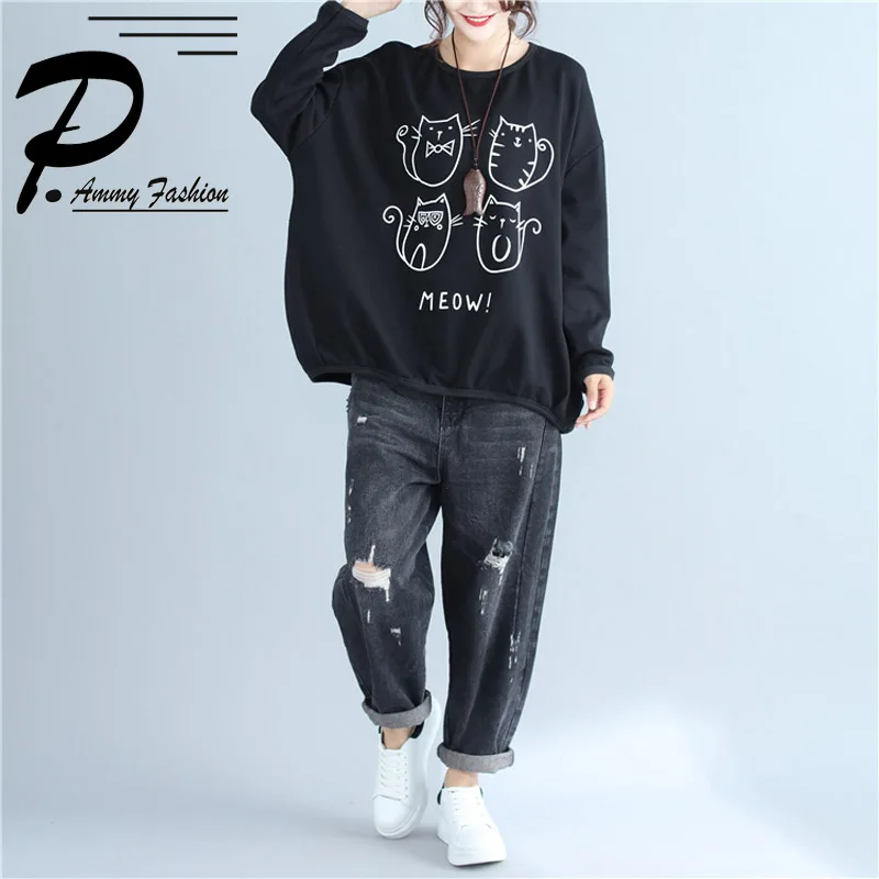 Womens Plus Size Batwing Sleeve Cat Pattern Sweatshirts Ladies 2017 Winter Casual Jumper Pockets Pullover Tops Fashion New
Womens Plus Size Batwing Sleeve Cat Pattern Sweatshirts Ladies 2017 Winter Casual Jumper Pockets Pullover Tops Fashion New