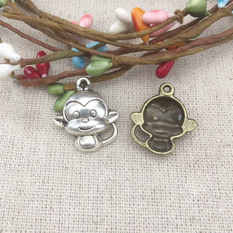 High Quality 20 Pieces/Lot 23mm*20mm Antique Silver plated Or Bronze Jewelry Making Charm Monkey Charms | Украшения и аксессуары