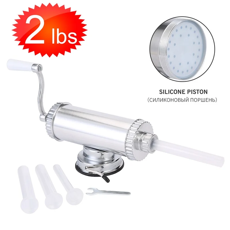 

1KG/1.5KG/2.5KG Homemade sausage maker sausage stuffer with suction cup&4 filling nozzles manual sausage syringe sausage filler