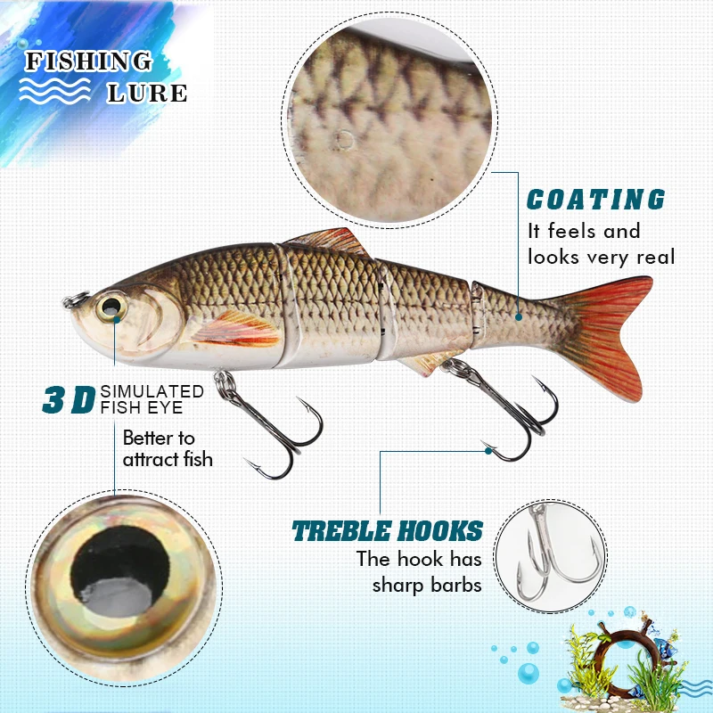 Fishing Lure 15.2cm 35g 3D Eyes 6-Segment Lifelike Fishing Hard Lure Crankbait With 2 Hook Fishing Baits Pesca Cebo (3)