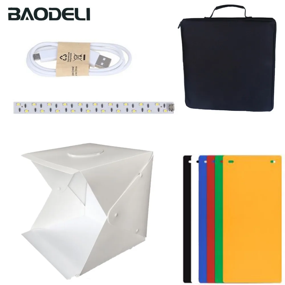 BAODELI Portable Mini 40*40*40cm Photography Folding Light Box Flash Stuido Led Softbox For Phone Live Camera 6 Color Backdrop
BAODELI Portable Mini 40*40*40cm Photography Folding Light Box Flash Stuido Led Softbox For Phone Live Camera 6 Color Backdrop