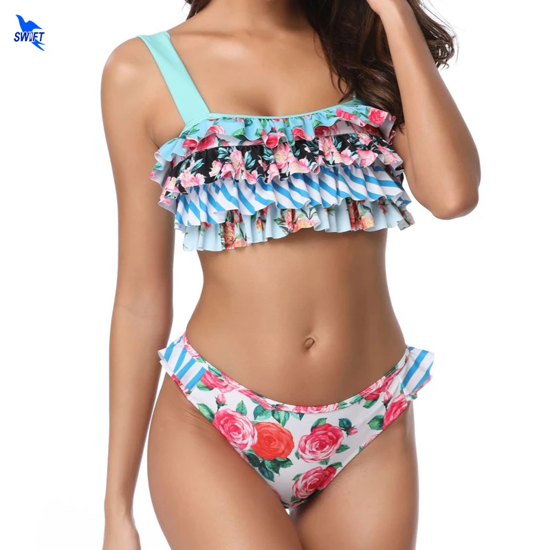 Floral Bikinis Bathing Suit Multi-layered Ruffle 2 Pieces Swimwear Women Beach Wear Swimsuit Sexy Brazilian Triangle Bikini Set
Floral Bikinis Bathing Suit Multi-layered Ruffle 2 Pieces Swimwear Women Beach Wear Swimsuit Sexy Brazilian Triangle Bikini Set