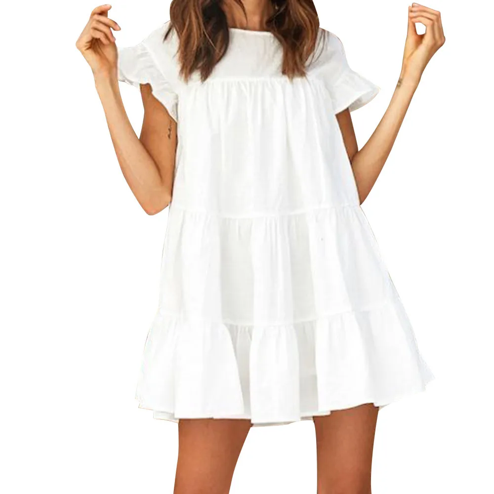 Sweet Girls Babydoll Dresses Women Casual Ruffle Short Sleeve Mini Dresses Round Neck Summer Solid Loose Dress #T20
Sweet Girls Babydoll Dresses Women Casual Ruffle Short Sleeve Mini Dresses Round Neck Summer Solid Loose Dress #T20