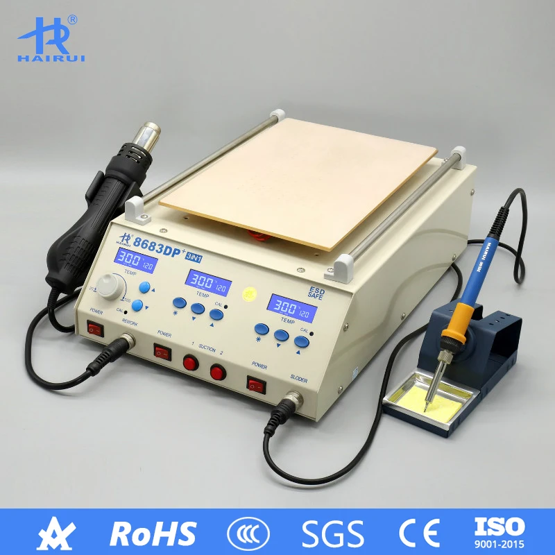 HAIRUI 8683DP+ LCD Digital 3 in 1 Hot Air Iron Separator Best Soldering Station
HAIRUI 8683DP+ LCD Digital 3 in 1 Hot Air Iron Separator Best Soldering Station