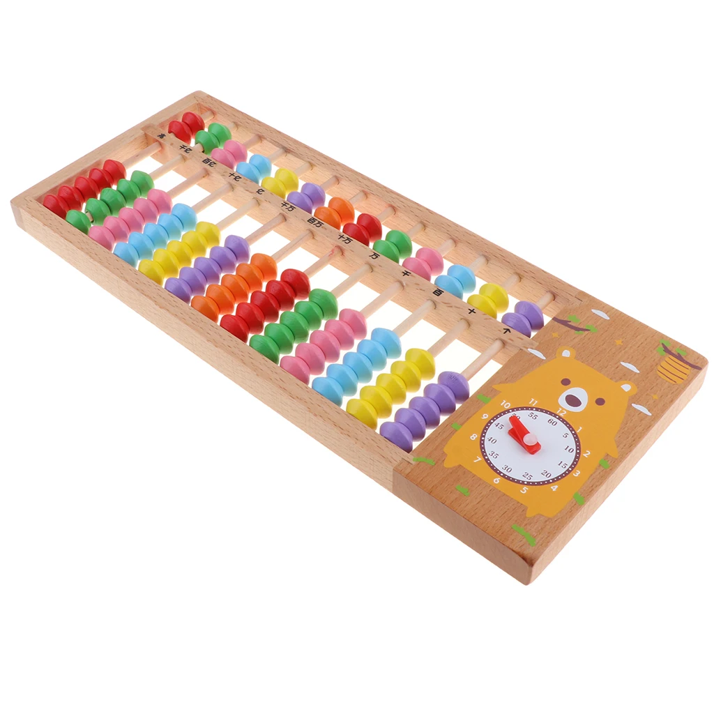 Wooden Colorful 13 Digit Abacus Arthmetic Calculating Toy with Bear Clock Wooden Colorful 13 Digit Abacus Arthmetic Calculating Toy with Bear Clock