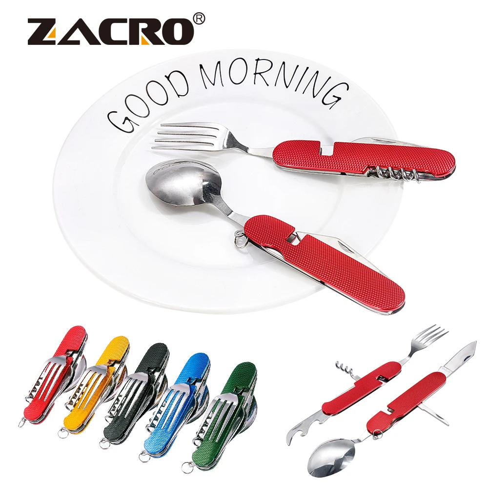 6 in 1 Outdoor Camping Tableware Stainless Steel Spoon Fork Knife Bottle Opener Corkscrew Reamer Multifunction Tool for Camping
6 in 1 Outdoor Camping Tableware Stainless Steel Spoon Fork Knife Bottle Opener Corkscrew Reamer Multifunction Tool for Camping