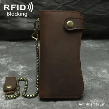 Vintage RFID Blocking Crazy Horse Genuine Leather Men Wallets Male Purses Handmade Long Style Clutch Bag Coin Purse Money Bag
Vintage RFID Blocking Crazy Horse Genuine Leather Men Wallets Male Purses Handmade Long Style Clutch Bag Coin Purse Money Bag