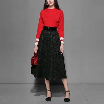 2019 Autumn Winter Christmas Two Piece Set Women Red Knitted Sweater+ High Waist Black Midi Skirt Two Piece Outfits
2019 Autumn Winter Christmas Two Piece Set Women Red Knitted Sweater+ High Waist Black Midi Skirt Two Piece Outfits