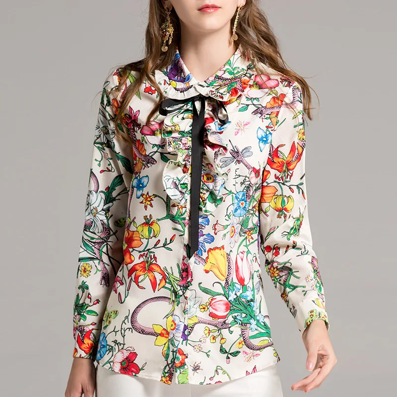 High-quality 2019 Runway Designer Blouses Women's Long sleeve Ruffles Brand Shirt Blouses Floral Printed Shirt
High-quality 2019 Runway Designer Blouses Women's Long sleeve Ruffles Brand Shirt Blouses Floral Printed Shirt