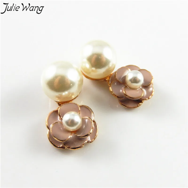 JulieWang 5PCS Gold Color Alloy Base Pink Enamel Flower Two Stunning Pearl Decored Pendant Charm Fine Women Earring Jewelry DIY
JulieWang 5PCS Gold Color Alloy Base Pink Enamel Flower Two Stunning Pearl Decored Pendant Charm Fine Women Earring Jewelry DIY