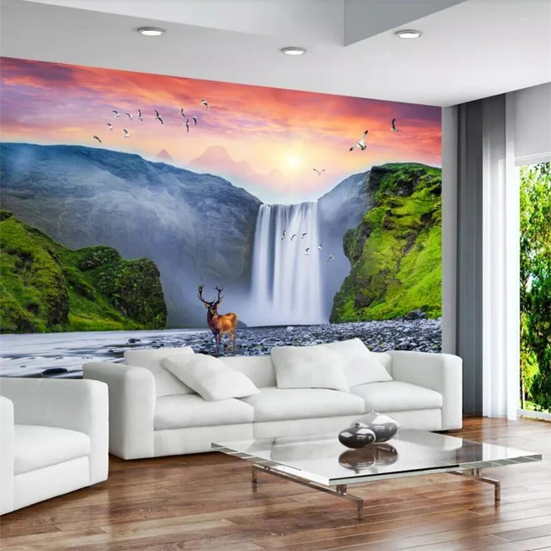 beibehang Custom wallpaper large modern minimalist landscape waterfall artistic conception water wealth mural background wall
beibehang Custom wallpaper large modern minimalist landscape waterfall artistic conception water wealth mural background wall