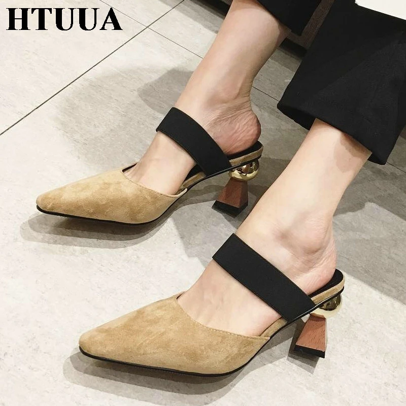 HTUUA 2019 Spring Summer Heel Mules Shoes Women Slippers Suede Ladies Outside Slides High Heels Women Designer Sandals SX2578
HTUUA 2019 Spring Summer Heel Mules Shoes Women Slippers Suede Ladies Outside Slides High Heels Women Designer Sandals SX2578