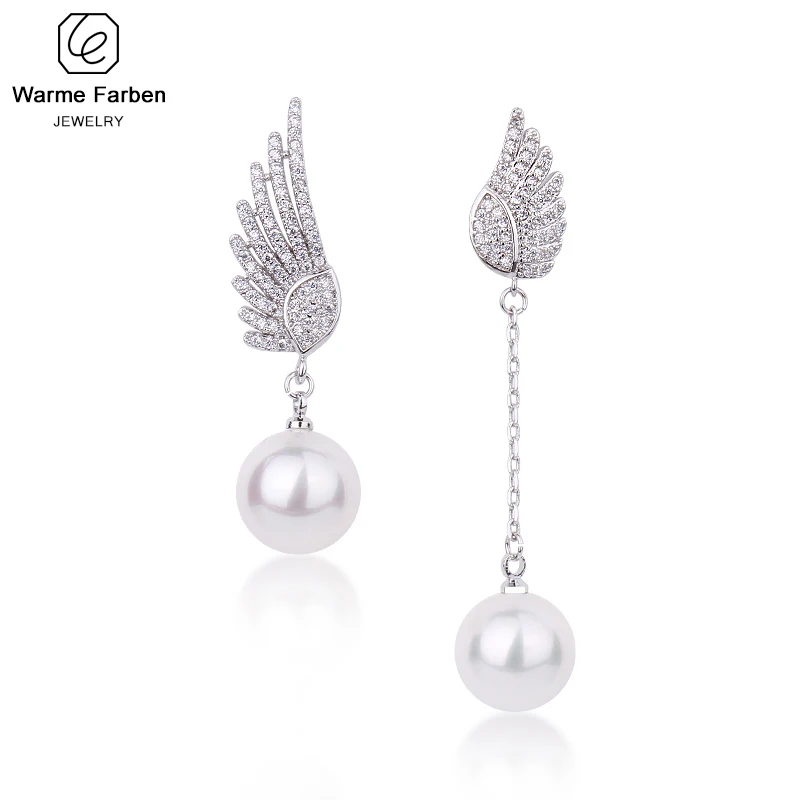 925 Sterling Silver Earring for Women Fine Jewelry Earring Asymmetry Wing Shape Long Pearl Drop Earring Brincos Pendiente Female
925 Sterling Silver Earring for Women Fine Jewelry Earring Asymmetry Wing Shape Long Pearl Drop Earring Brincos Pendiente Female