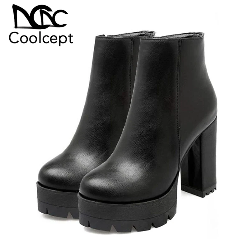 Coolcept Winter Boots Women High Heels Platform Punk Shoes Women Ankle Boots Warm Fur Zipper Black Casual Footwear Size 32-43
Coolcept Winter Boots Women High Heels Platform Punk Shoes Women Ankle Boots Warm Fur Zipper Black Casual Footwear Size 32-43