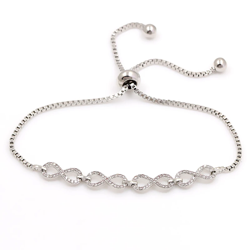 Sparkling Number 8 Infinity Cubic Zirconia Crystal Adjustable Drawstring Slider Bracelet for Women or Wedding 
Sparkling Number 8 Infinity Cubic Zirconia Crystal Adjustable Drawstring Slider Bracelet for Women or Wedding