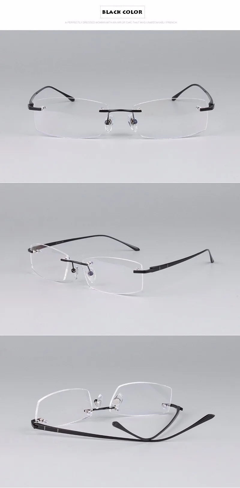 Chashma Ottica Women's Rimless Square Titanium Eyeglasses Different Angle