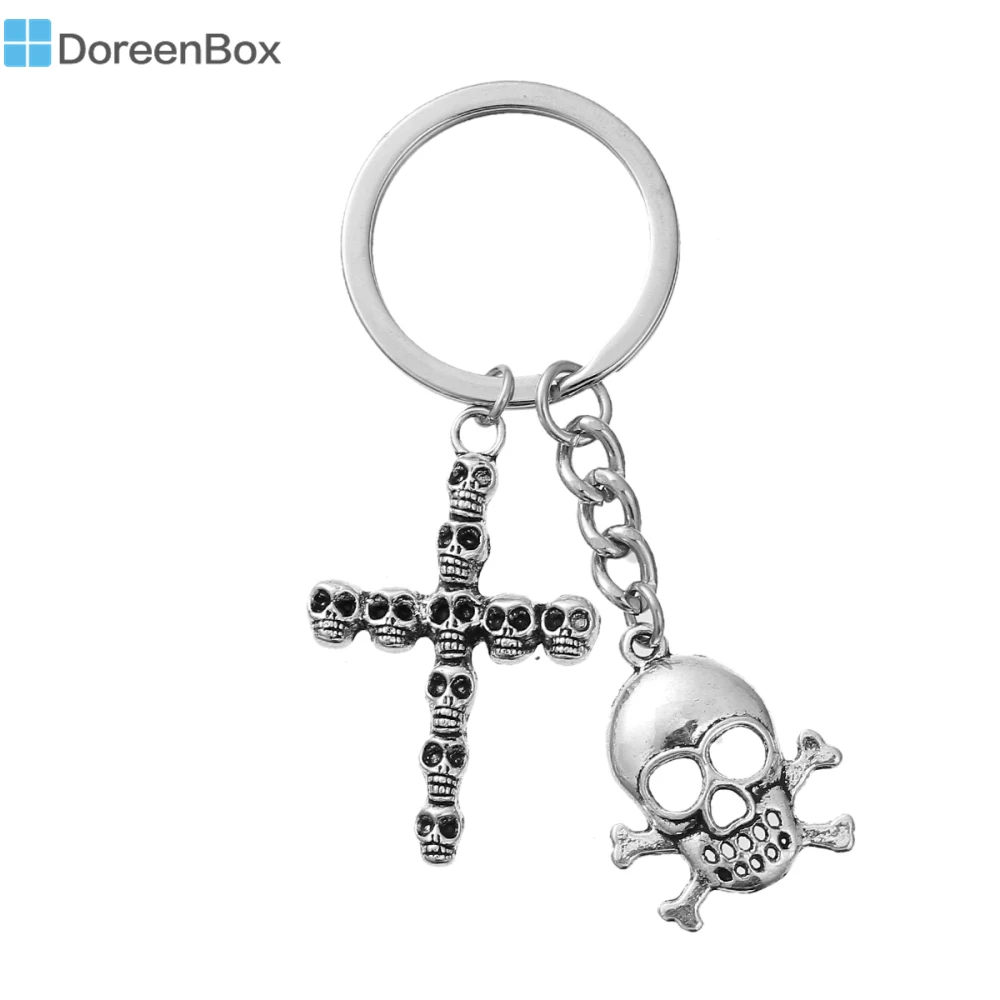 Doreen Box Keychain & Keyring Key Chains Skeleton Skull Antique Silver Color Cross Carved Halloween 7.8cm(3 1/8"), 1 Piece
Doreen Box Keychain & Keyring Key Chains Skeleton Skull Antique Silver Color Cross Carved Halloween 7.8cm(3 1/8"), 1 Piece