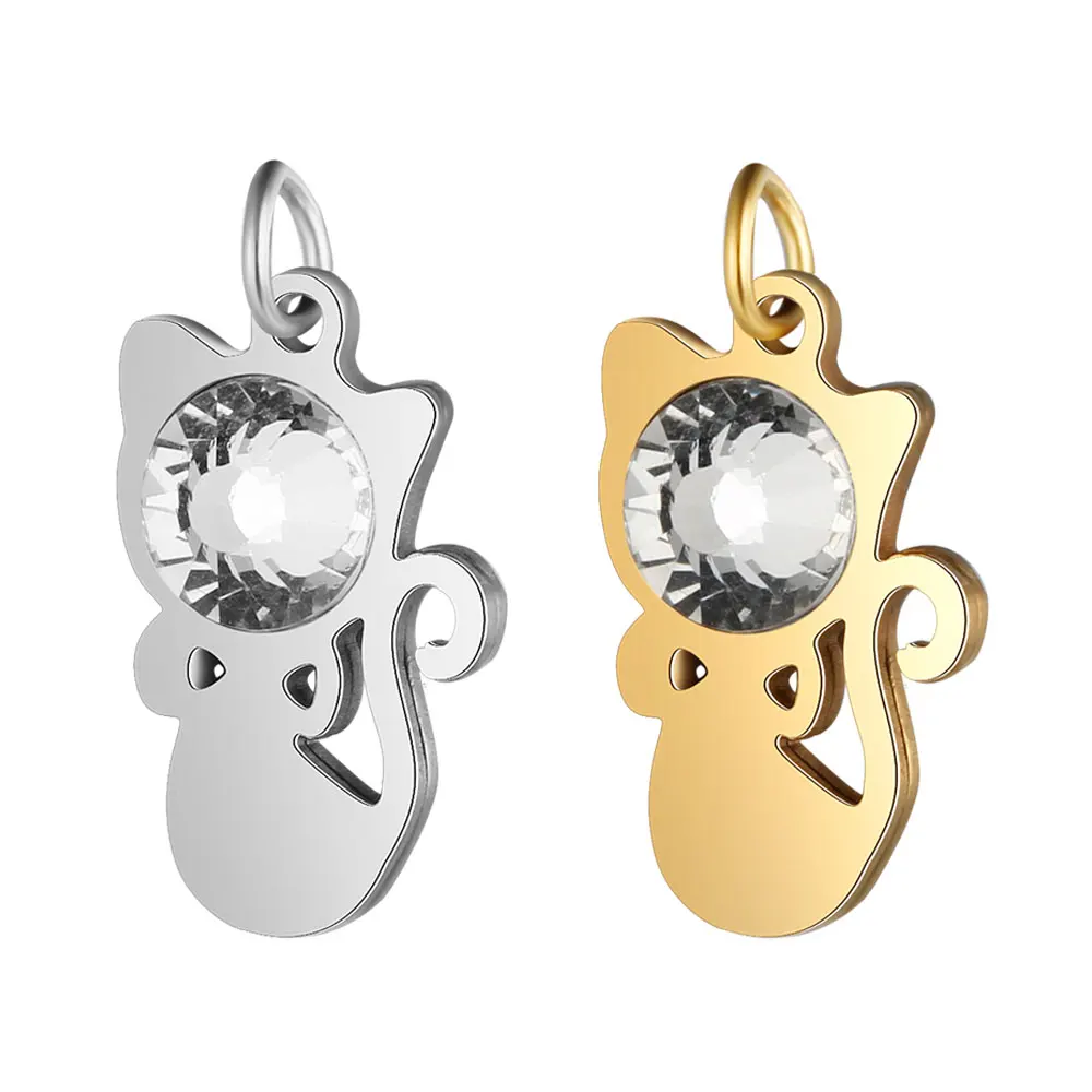 5pcs/Lot 316L Stainless Steel Charms Lovely Zircon Cat Charms Pendants for Jewelry Making Bracelet DIY Handmade Accessories
5pcs/Lot 316L Stainless Steel Charms Lovely Zircon Cat Charms Pendants for Jewelry Making Bracelet DIY Handmade Accessories