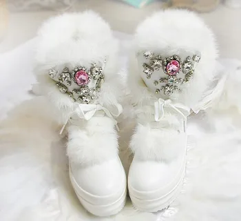 Real Rabbit Fur Winter Boots Rhinestones Diamond Fashion Snow Boots Thick Warm High-Top Women Shoes Large Size 41 Winter Boots
Real Rabbit Fur Winter Boots Rhinestones Diamond Fashion Snow Boots Thick Warm High-Top Women Shoes Large Size 41 Winter Boots