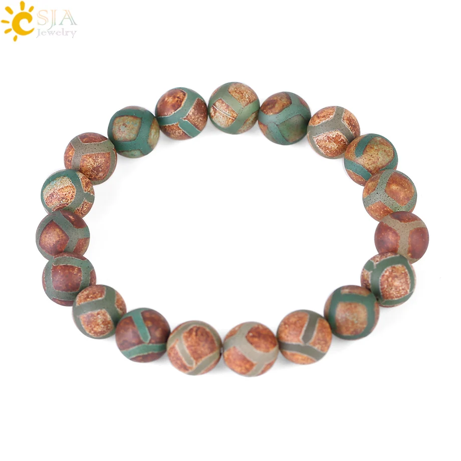 CSJA 10MM Natural Tibetan Round Onyx Veins Bead Bracelets & Bangles Prayer Beaded Stretch Chain Unique Reiki Jewelry Gifts F247
CSJA 10MM Natural Tibetan Round Onyx Veins Bead Bracelets & Bangles Prayer Beaded Stretch Chain Unique Reiki Jewelry Gifts F247