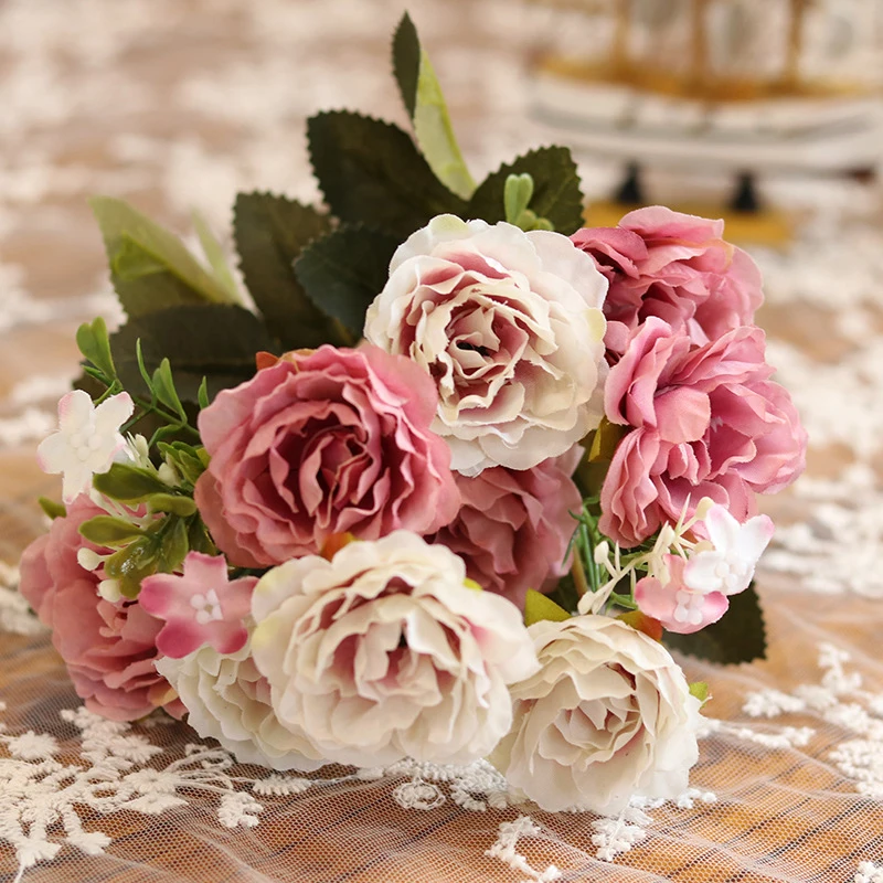 30cm 10 Head Rose Pink Silk Peony Artificial Flowers Bouquet Fake Flowers for Home Wedding Decoration Indoor 6A1277
30cm 10 Head Rose Pink Silk Peony Artificial Flowers Bouquet Fake Flowers for Home Wedding Decoration Indoor 6A1277