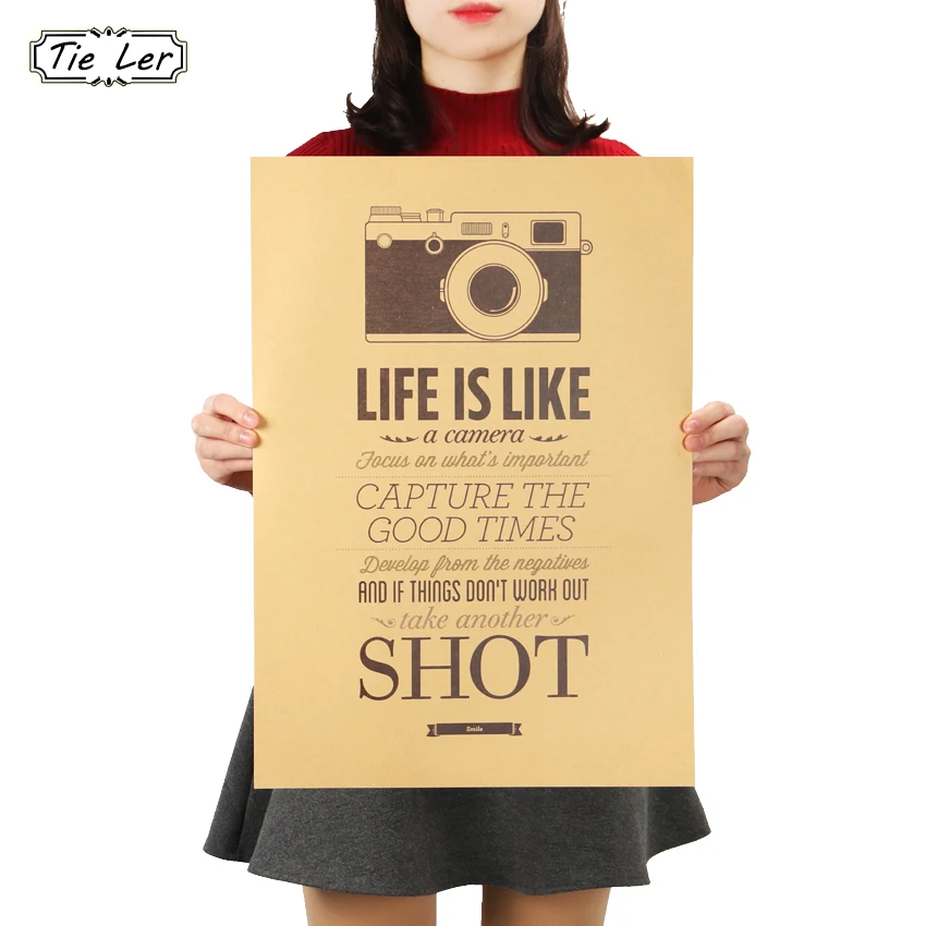 TIE LER Vintage Classic Life Is Like A Camera Poster Cafe Bar Painting Home Decor Retro Kraft Paper Wall Sticker 51.5X36cm
TIE LER Vintage Classic Life Is Like A Camera Poster Cafe Bar Painting Home Decor Retro Kraft Paper Wall Sticker 51.5X36cm