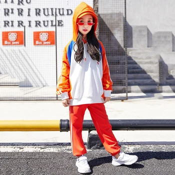 Hip Hop Costumes Girls Orange Hooded Top Pants Sportswear Kids Jazz Dancing Stage Outfits Children Street Dance Clothing DN2607
Hip Hop Costumes Girls Orange Hooded Top Pants Sportswear Kids Jazz Dancing Stage Outfits Children Street Dance Clothing DN2607