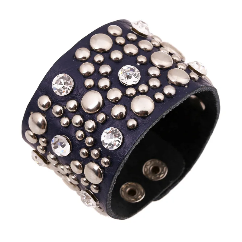 dankaishi Popular Leather Bangles & Bracelets Pave Rhinestone Crystal Metal Beads Blue Leather Bracelet for Women Wristband Gift
dankaishi Popular Leather Bangles & Bracelets Pave Rhinestone Crystal Metal Beads Blue Leather Bracelet for Women Wristband Gift