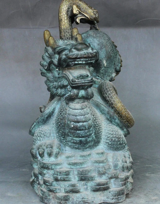 11" China Fengshui Bronze Gilt Dragon Tortoise Turtle Snake Xuanwu Wealth Statue
11" China Fengshui Bronze Gilt Dragon Tortoise Turtle Snake Xuanwu Wealth Statue