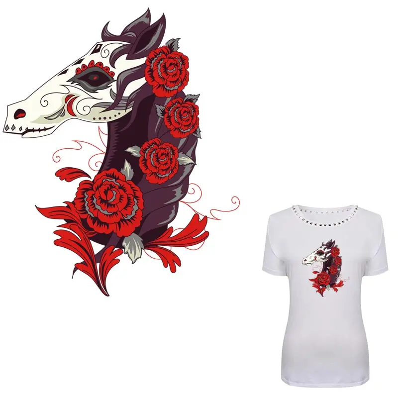 Horse Red Rose Patches New Design Iron On Transfers For Clothing A-level Washable Decoration Stickers on Adult Appliqued Y-093
Horse Red Rose Patches New Design Iron On Transfers For Clothing A-level Washable Decoration Stickers on Adult Appliqued Y-093