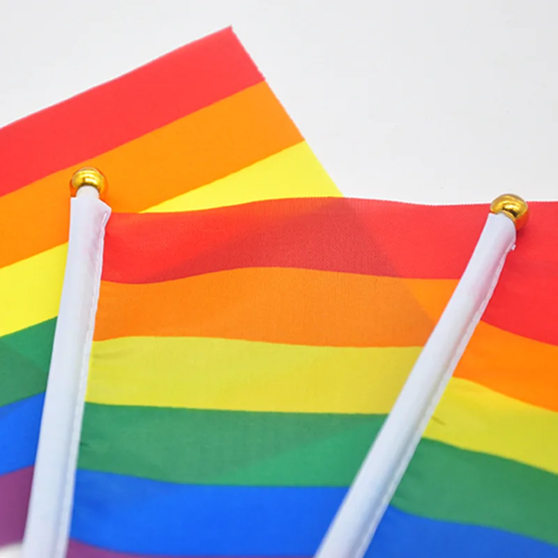 50 шт. Geminbowl Радужный Флаг рука развевающаяся гей гордость ЛГБТ парад Les Bunting 14x21 см