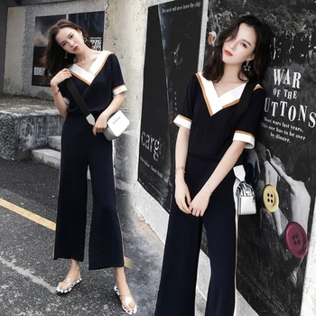 2019 New Spring And Autumn V Neck Striped Patchwork 2 Pcs Set Chic Casual Wide Leg Pants Loose Fashion Two Piece Women
2019 New Spring And Autumn V Neck Striped Patchwork 2 Pcs Set Chic Casual Wide Leg Pants Loose Fashion Two Piece Women