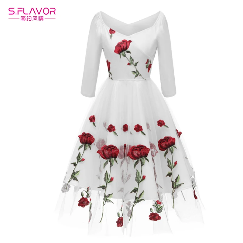 S.FLAVOR Lace Black High Waist Dress Women Spring Elegant Vintage Satin Embroidery Dress Sexy White Slim Party Dresses For Women
S.FLAVOR Lace Black High Waist Dress Women Spring Elegant Vintage Satin Embroidery Dress Sexy White Slim Party Dresses For Women