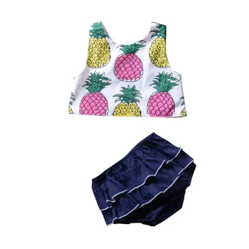 Lastest Infant Baby Girls Clothes Suits 2pc Sleeveless Pineapple Suspender Tops+Deep Ruched Blue Shorts Kids Girls Clothing Sets
Lastest Infant Baby Girls Clothes Suits 2pc Sleeveless Pineapple Suspender Tops+Deep Ruched Blue Shorts Kids Girls Clothing Sets