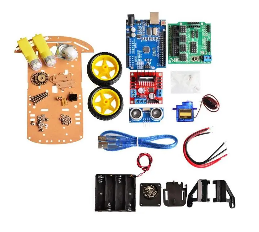 New Avoidance tracking Motor Smart Robot Car Chassis Kit Speed Encoder Battery Box 2WD Ultrasonic module For Arduino kit
New Avoidance tracking Motor Smart Robot Car Chassis Kit Speed Encoder Battery Box 2WD Ultrasonic module For Arduino kit