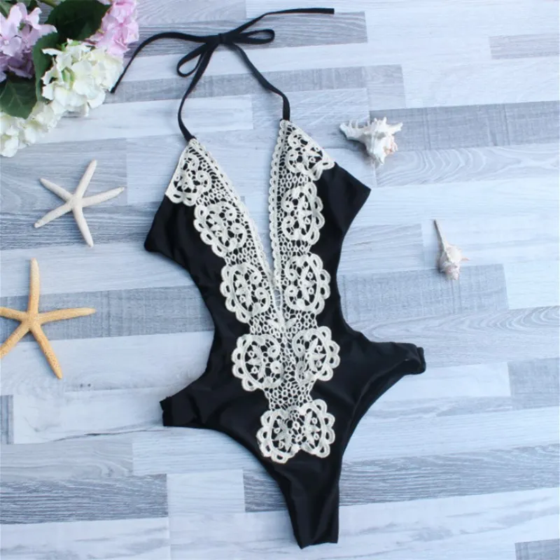 Swimwear Women New 2017 New Solid Lace Sexy One Piece Swimsuit Black Summer Beach Wear Maillot De Bain Femme S M L BK571
Swimwear Women New 2017 New Solid Lace Sexy One Piece Swimsuit Black Summer Beach Wear Maillot De Bain Femme S M L BK571