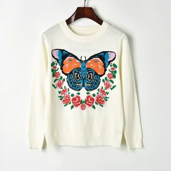 Runway Pullover Women Sweater 2018 Autumn Back Letters Big Butterfly Flora Jacquard White Cotton Casual Knitted Jumper Top
Runway Pullover Women Sweater 2018 Autumn Back Letters Big Butterfly Flora Jacquard White Cotton Casual Knitted Jumper Top