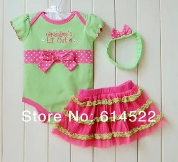 Retail-Baby princess bodysuit, Cute Green jumpsuit yarn skirt with dot bow headbands 3 pcs clothing set for girl, free shipping
Retail-Baby princess bodysuit, Cute Green jumpsuit yarn skirt with dot bow headbands 3 pcs clothing set for girl, free shipping