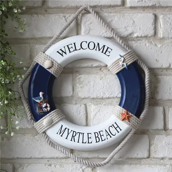 Hot Sales Mediterranean Blue Decorative Wooden Red Life Buoy Figurines Wall Hanging Nautical Sea Figure Interior Decoration
Hot Sales Mediterranean Blue Decorative Wooden Red Life Buoy Figurines Wall Hanging Nautical Sea Figure Interior Decoration