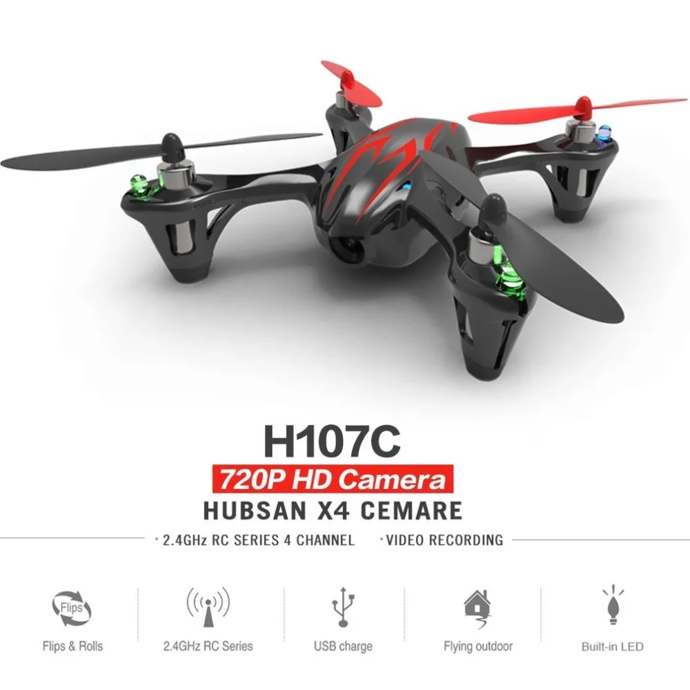 

Hubsan X4 H107C 2.4GHz 4 Channels 6-axis Gyro Portable Mini Drone RTF RC Quadcopter With 2MP Camera 3D Flips Built-in LED